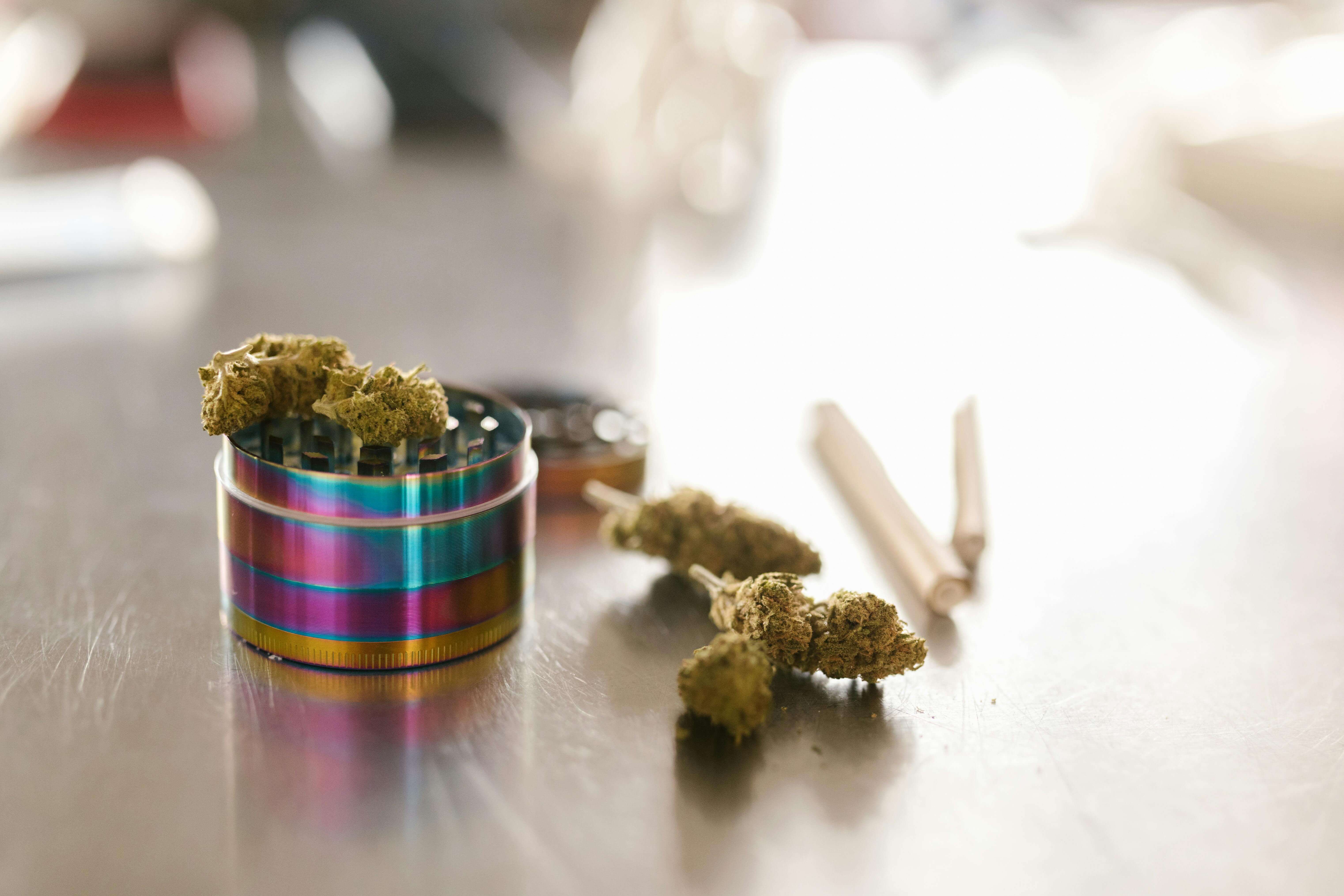 A colorful cannabis grinder
