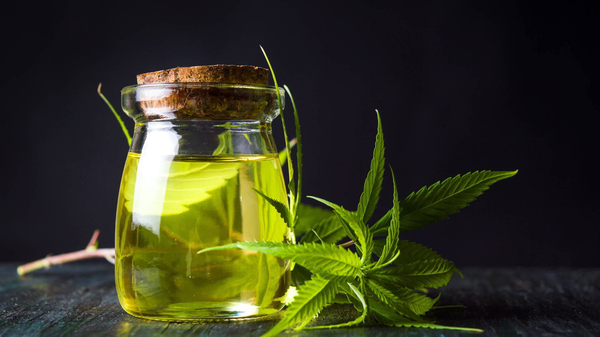 Cannabis cooking oil in a glass jar